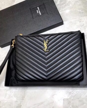 ysl cassandre matelassé tablet pouch in quilted leather