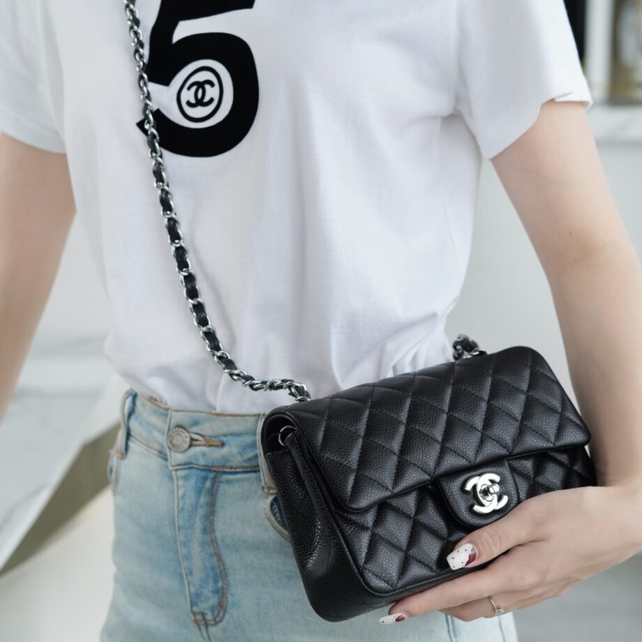 Chanel Black & Silver Hardware French Haas Grained Cowhide Mini Flap Bag