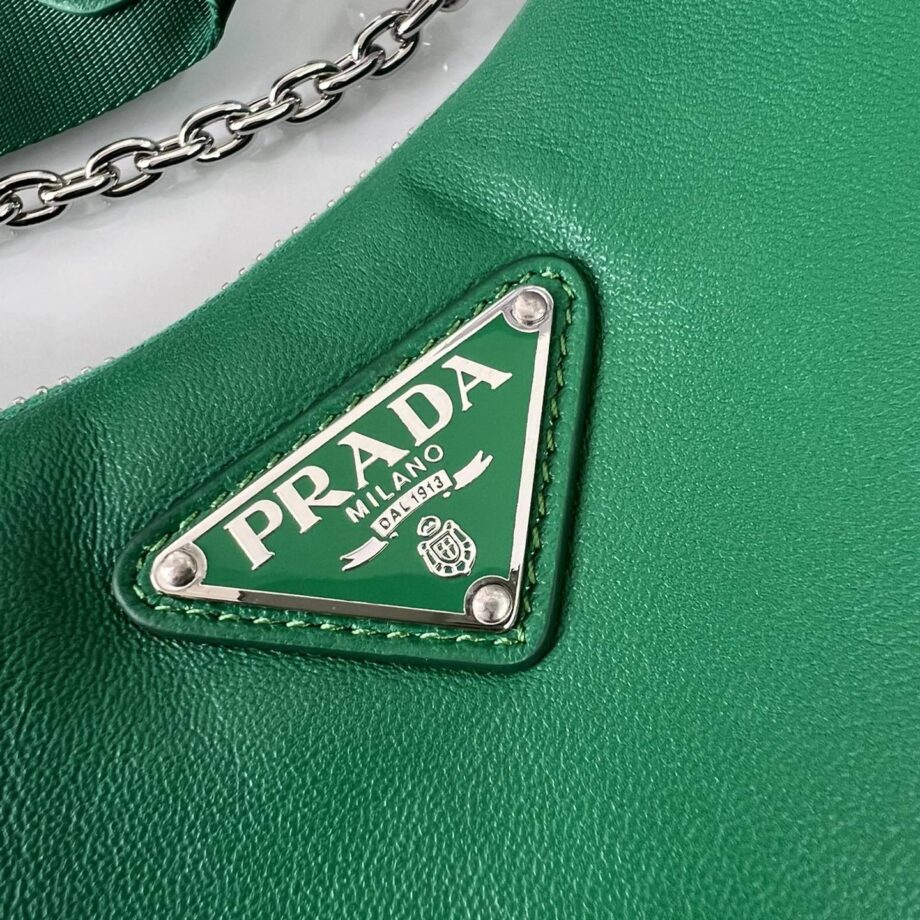 PRADA 1BH204 Green Sheepskin Hobo Bag