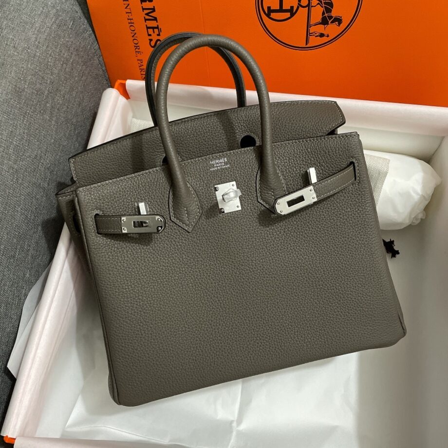 HermèS Gray Silver Hardware Togo Cowhide Handmade Sewing Birkin25