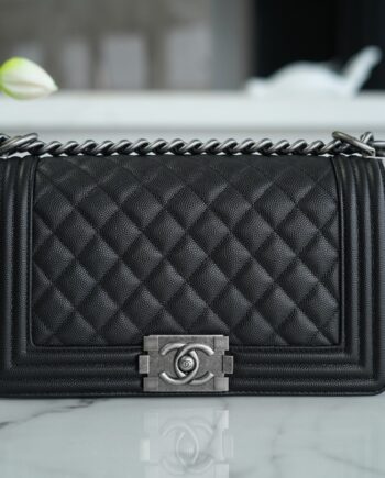 Chanel Black France Haas Calfskin Medium Boy Chanel Handbag