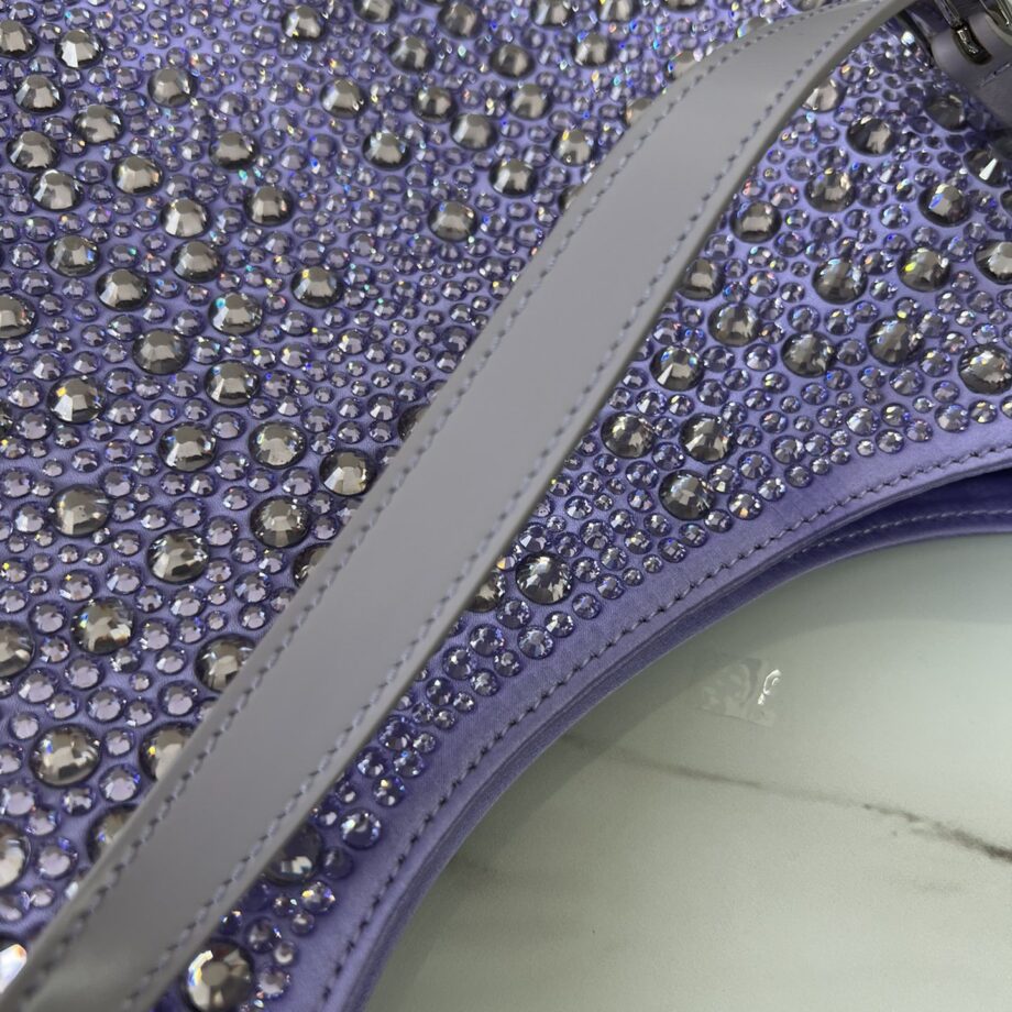 PRADA 1BC169 Purple Cleo Satin Bag With Crystals