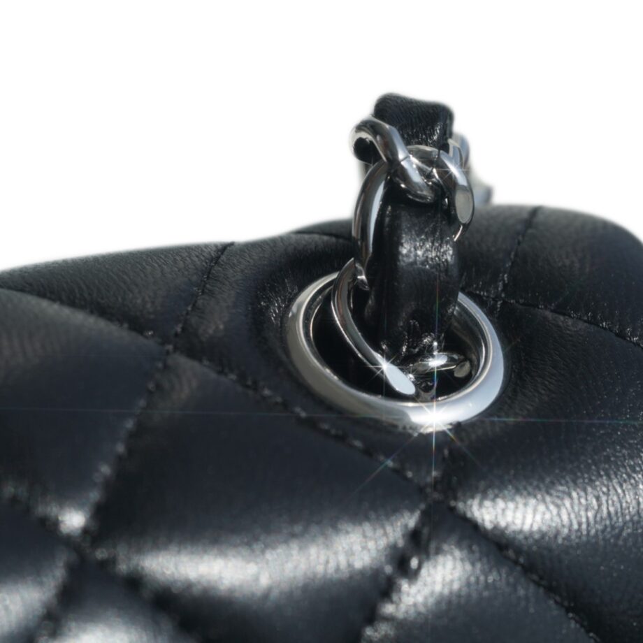 Chanel Black & Silver Hardware French Imported Lambskin Mini Flap Classic Handbag