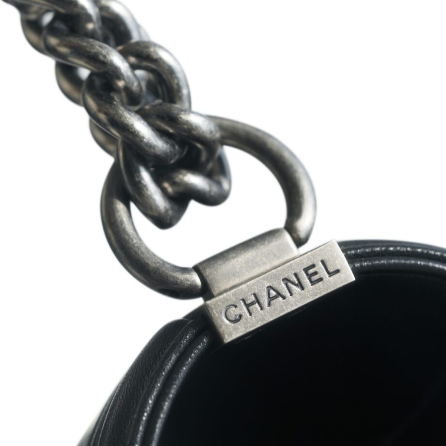 Chanel Black France Imported Lambskin Medium Boy Chanel Handbag