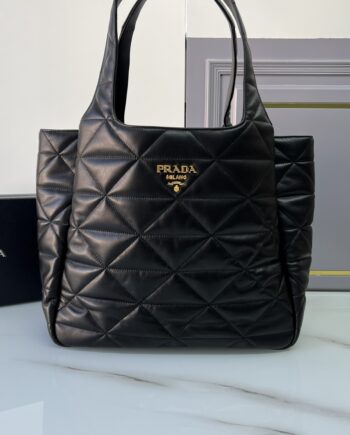 PRADA 1BG449 Large Nappa Tote Bag With Stitching