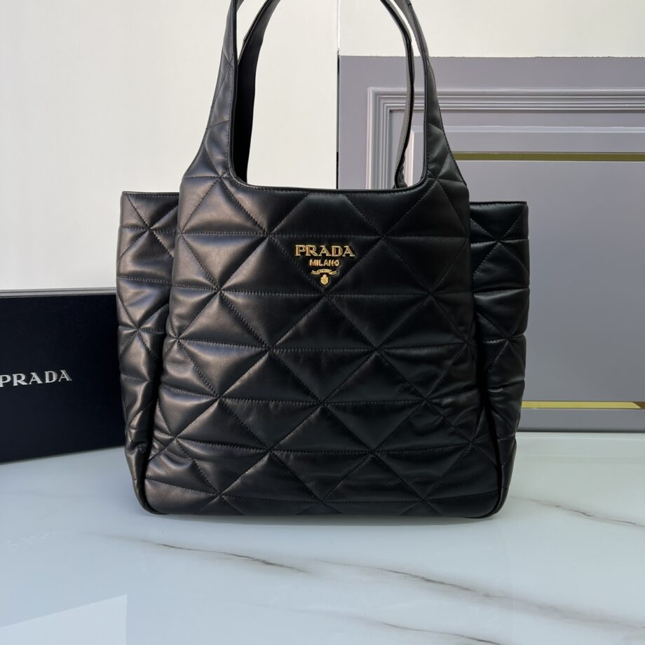 PRADA 1BG449 Large Nappa Tote Bag With Stitching