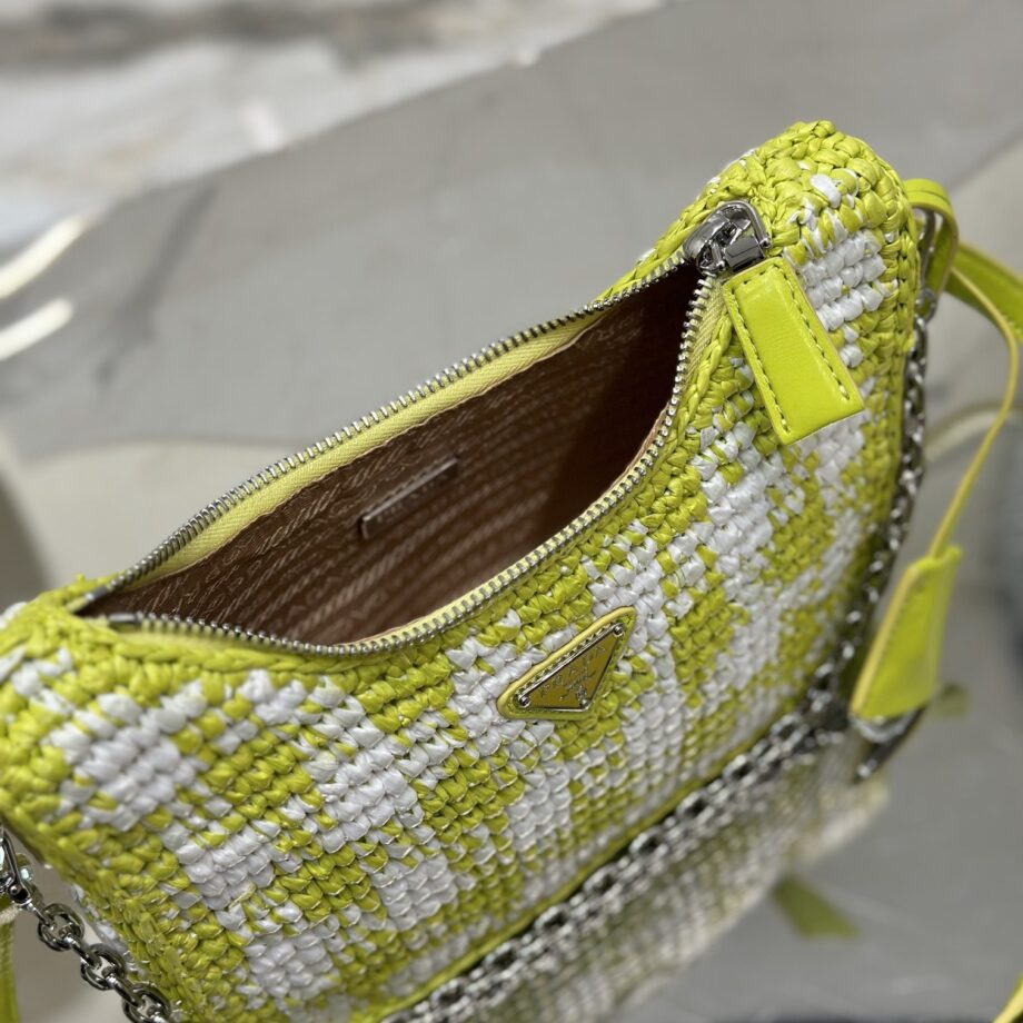 PRADA 1BC204 Raffia Hobo Woven Bag