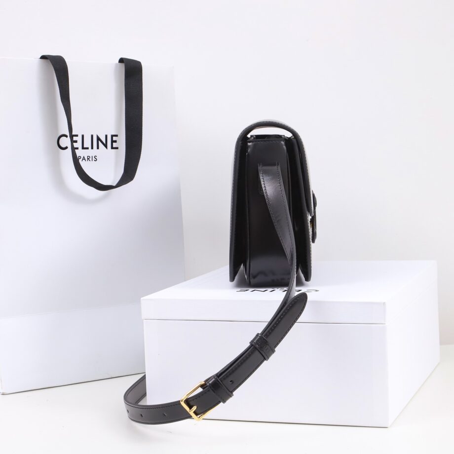 celine 199223 black teen bag cuir triomphe in shiny calfskin