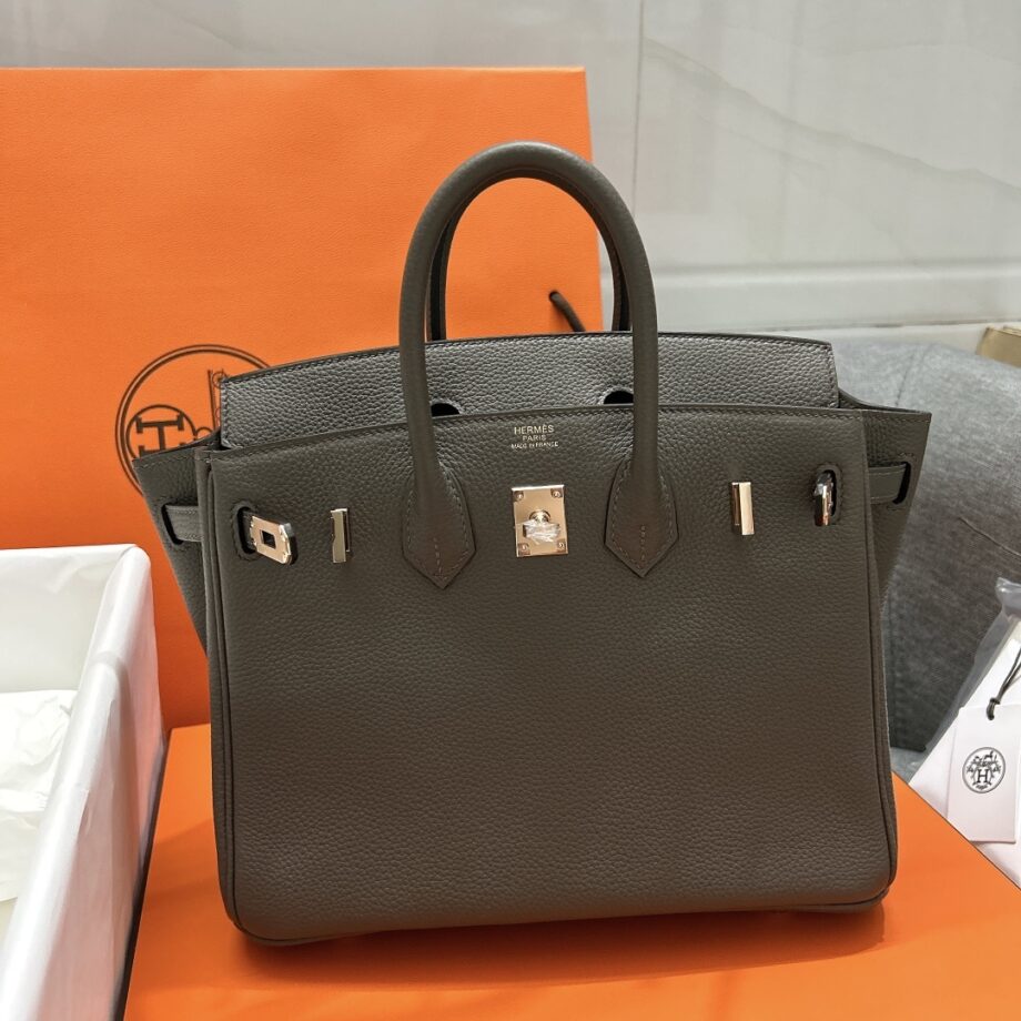 HermèS Birkin25 Gray Togo Cowhide Rose Gold Hardware Hand-Stitched Birkin25