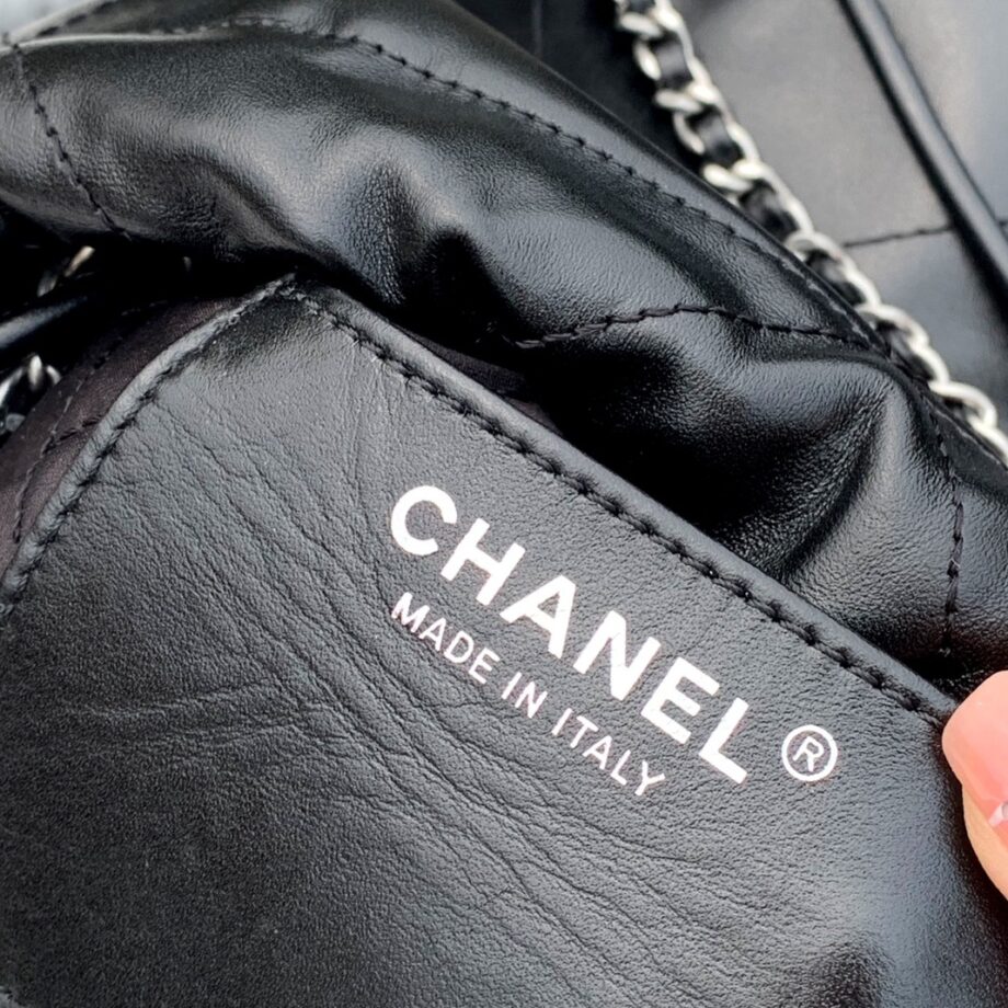 Chanel AS3980 Mini Black Shiny Calfskin & Silver-Tone Metal Chanel 22 Mini Handbag