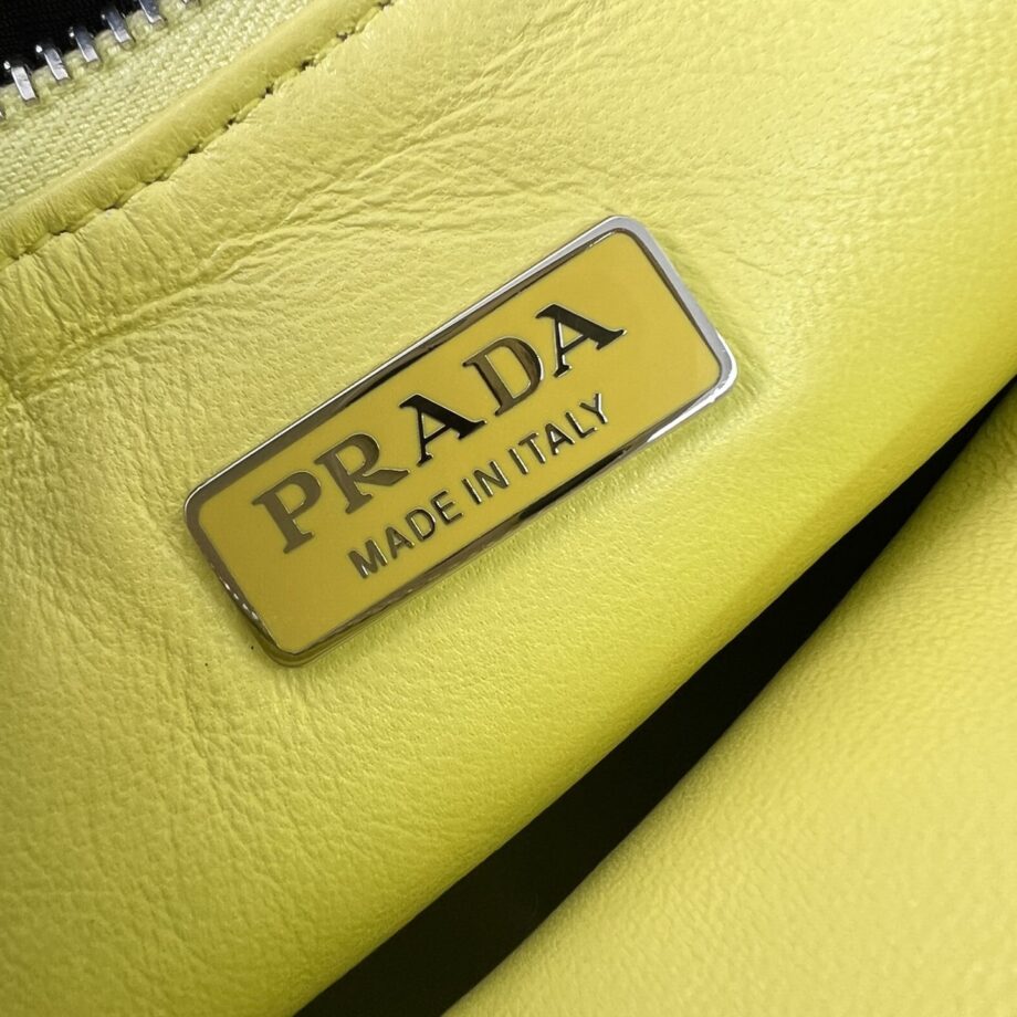 PRADA 1BH204 Yellow Sheepskin Hobo Bag