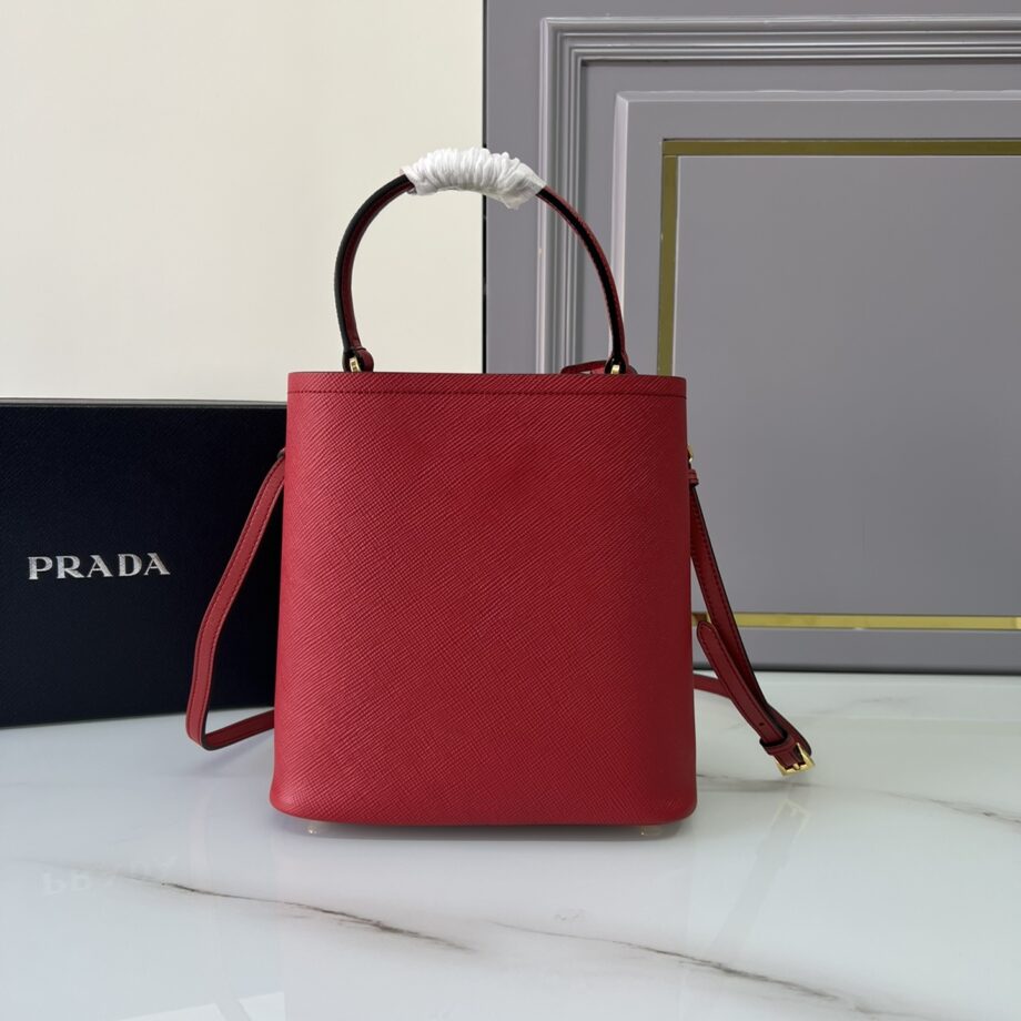 PRADA 1BA212 Red Medium Saffiano Leather Prada Panier Bag