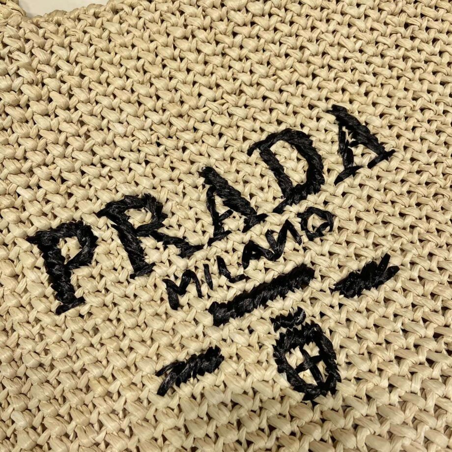 PRADA 1BG408 Raffia Tote Bag