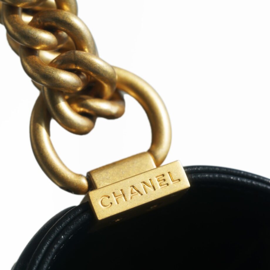 Chanel Black France Imported Lambskin Medium Boy Chanel Handbag