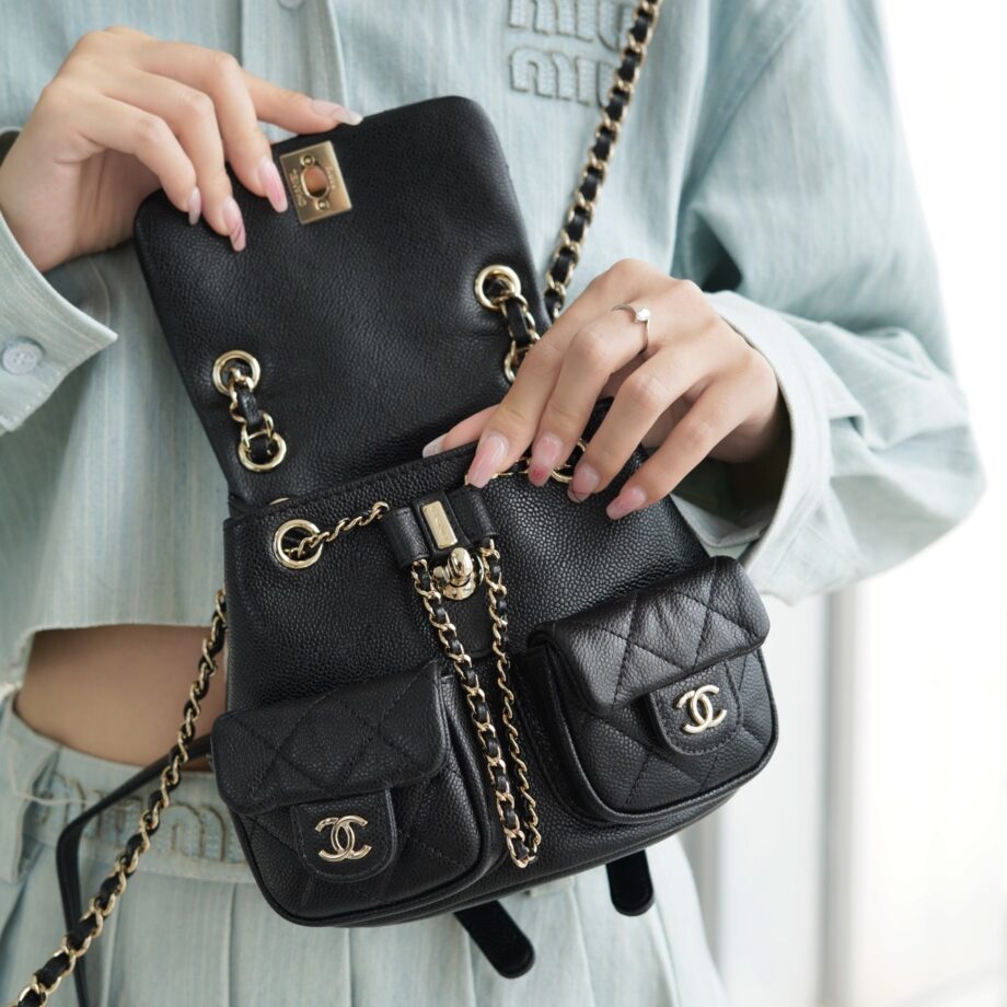 Chanel Black Mini French Haas Calfskin Duma Backpack