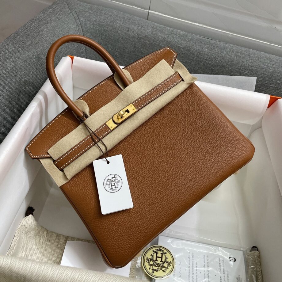 HermèS Birkin 25 Brown Togo Leather Hand-Stitched Birkin 25