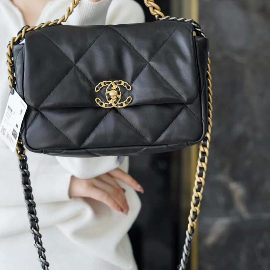 Chanel Black Italian Gaiera Lambskin 19 Handbag