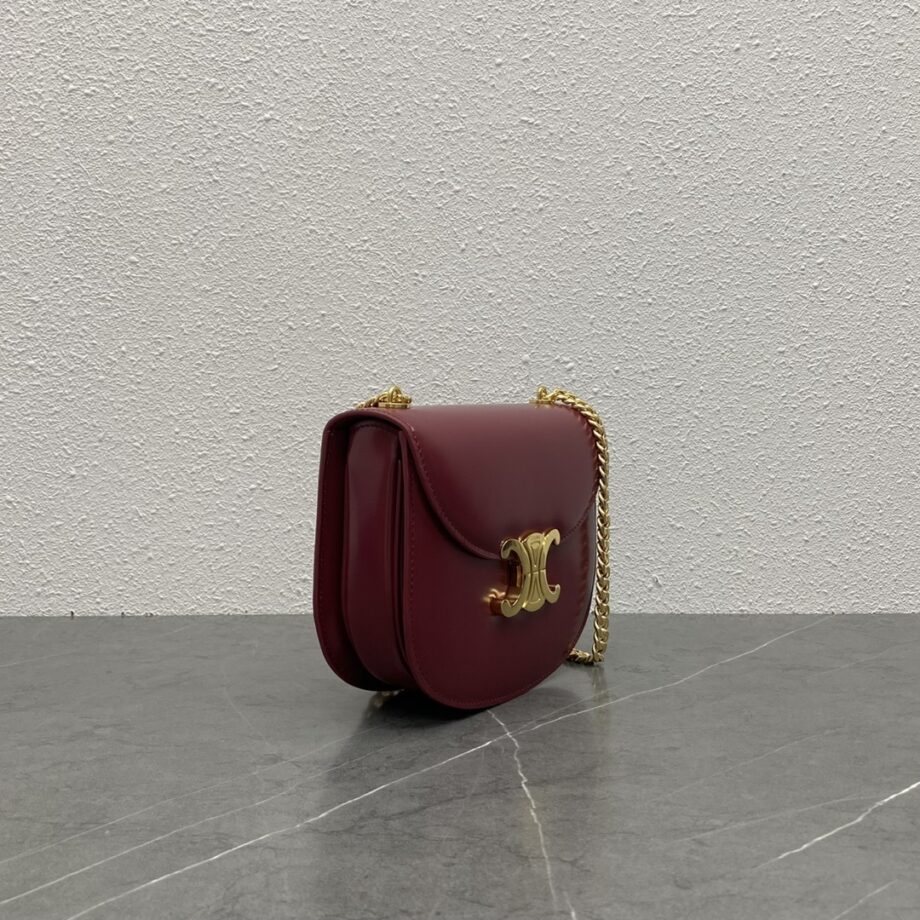 Celine 110973 Red Tea Chain Besace Triomphe In Shiny