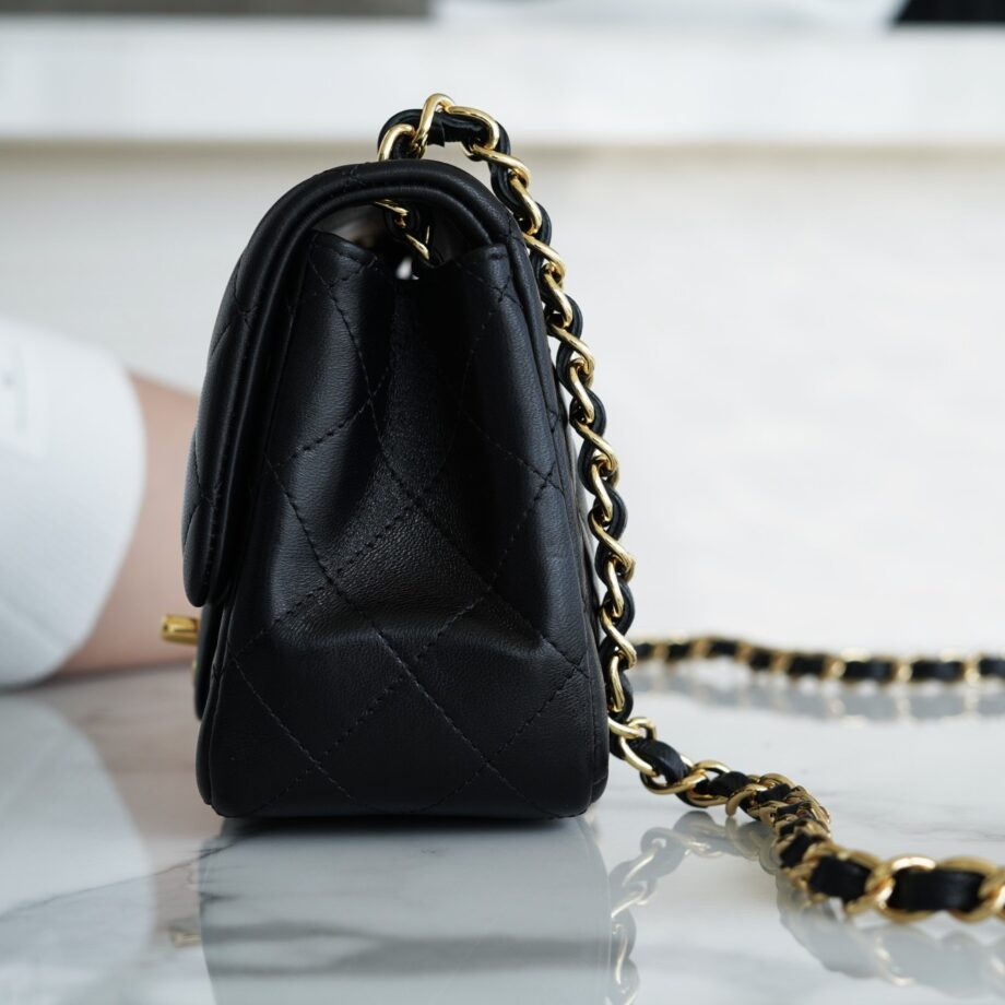 Chanel Black & Gold Hardware French Imported Lambskin Mini Flap Bag