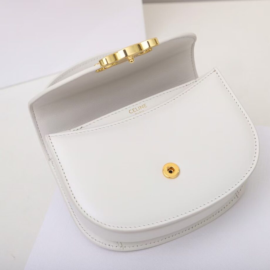 celine 10l063 white mini besace triomphe saddle bag