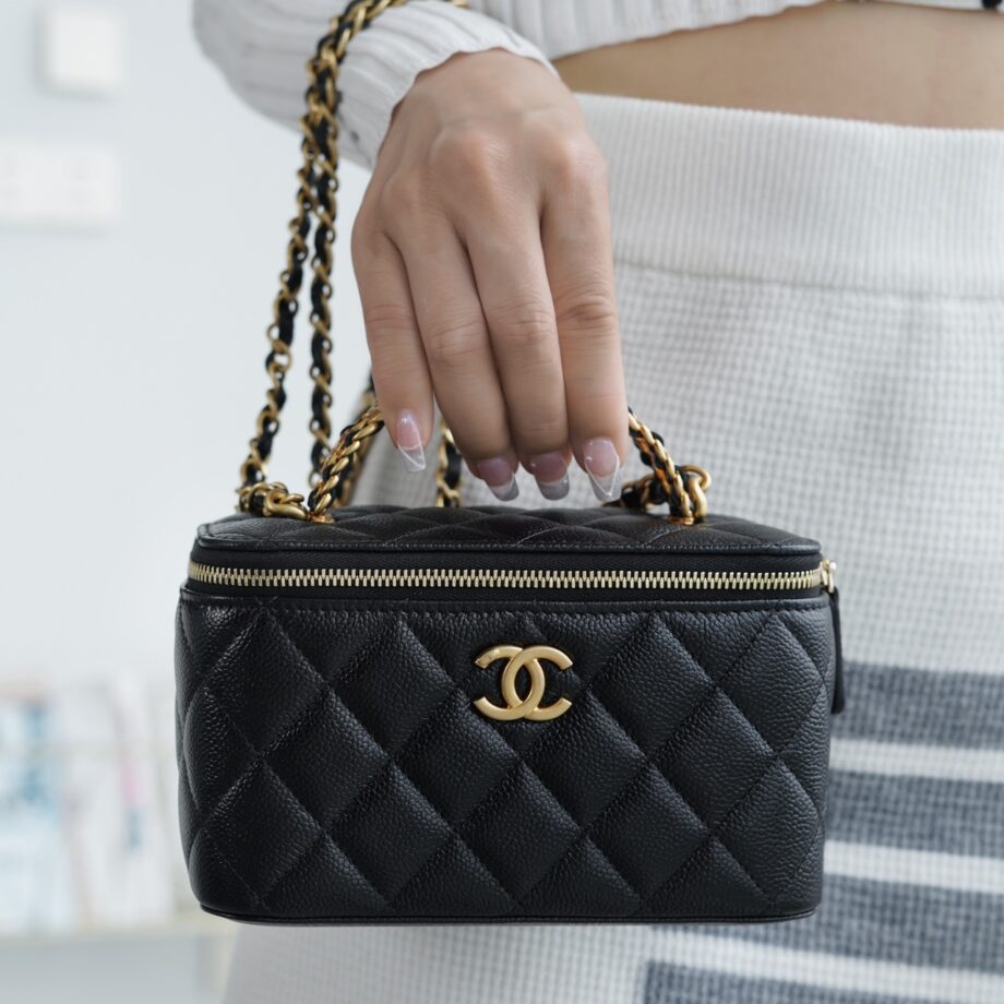 Chanel Black Calfskin S French Imported Calfskin Hollow-Out Long Box