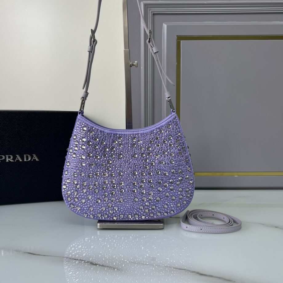 PRADA 1BC169 Purple Cleo Satin Bag With Crystals