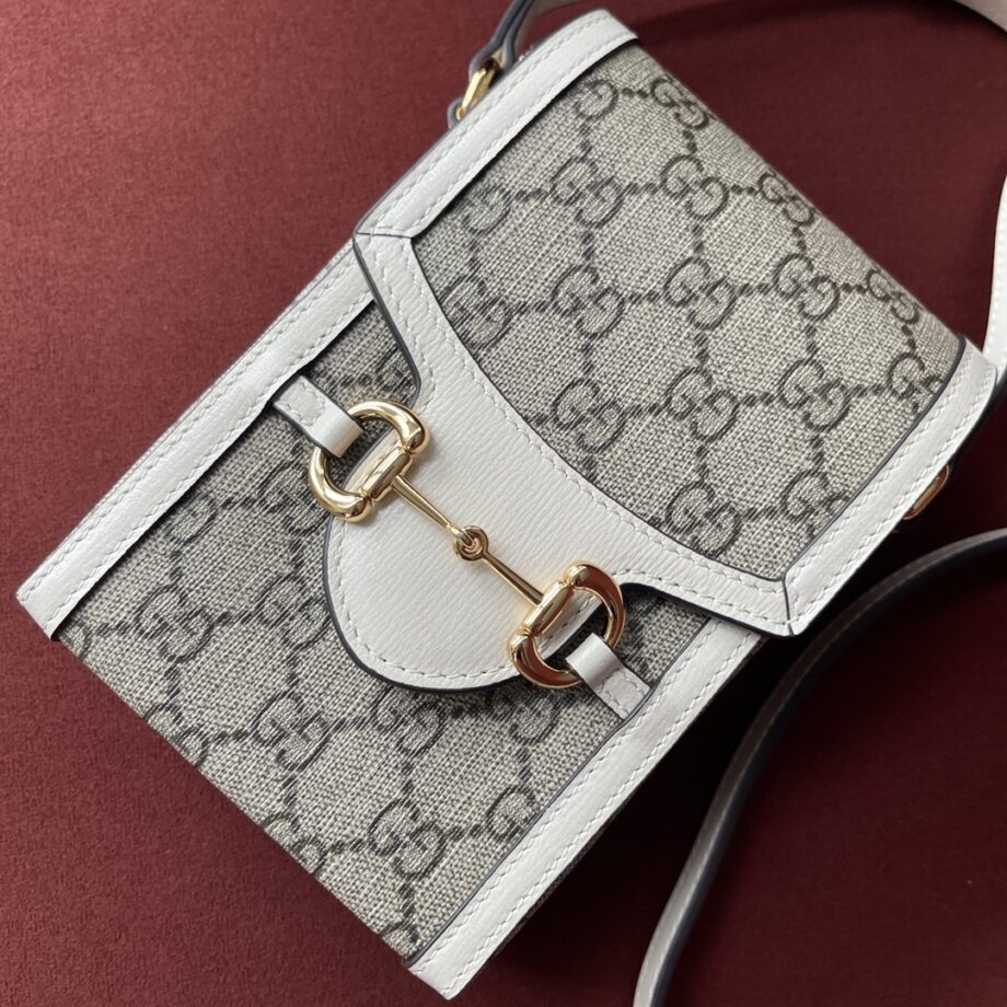 gucci 625615 white leather trim horsebit buckle 1955 mini bag