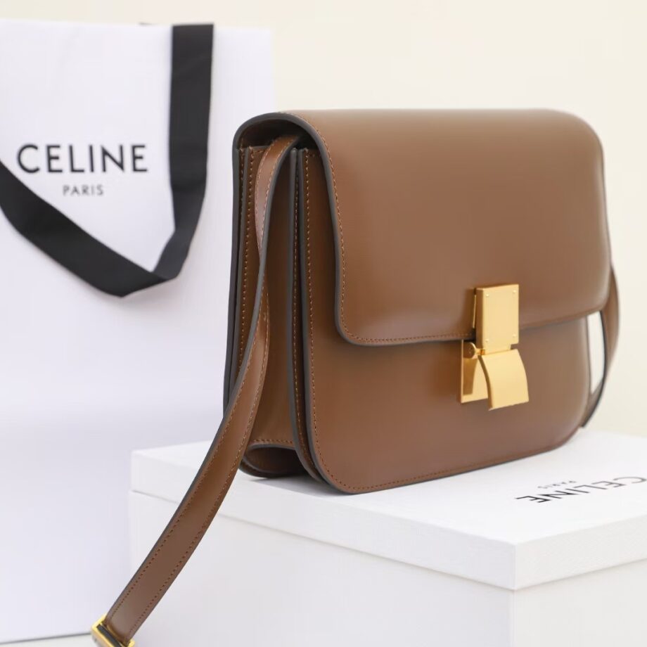 celine 189173 camel teen classic bag in box calfskin