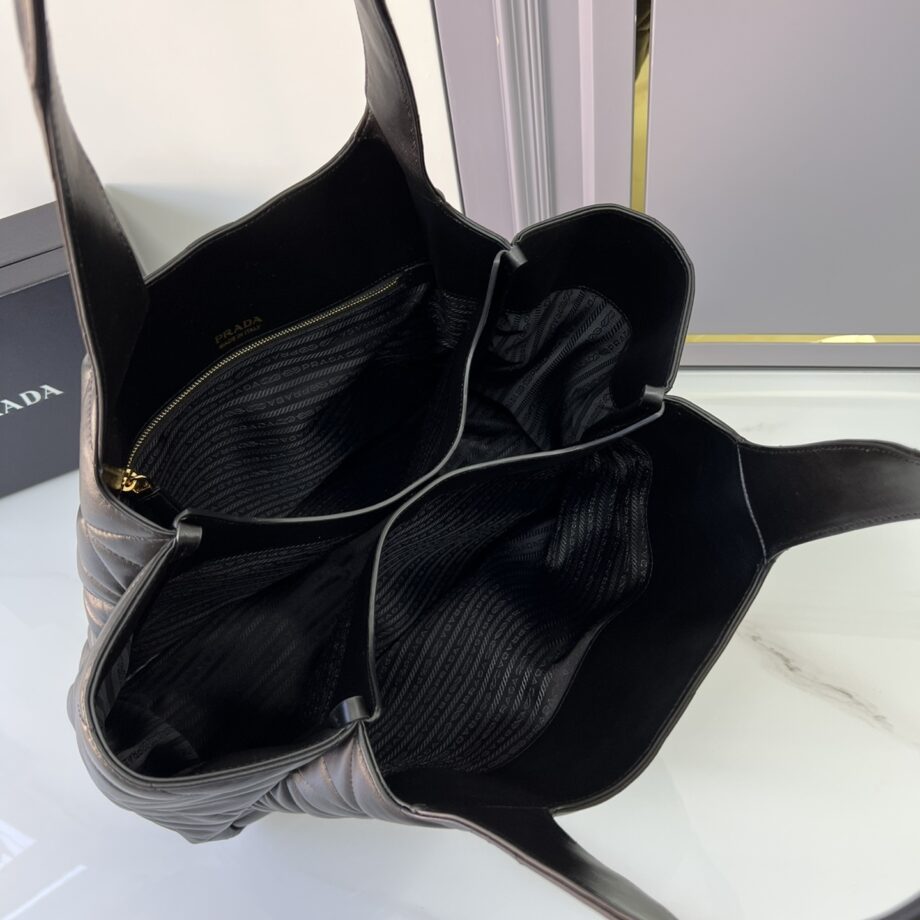 PRADA 1BG449 Large Nappa Tote Bag With Stitching