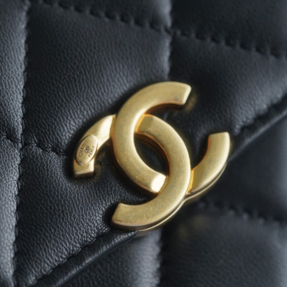 Chanel Black Medium Enamel Buckle Kelly Bag