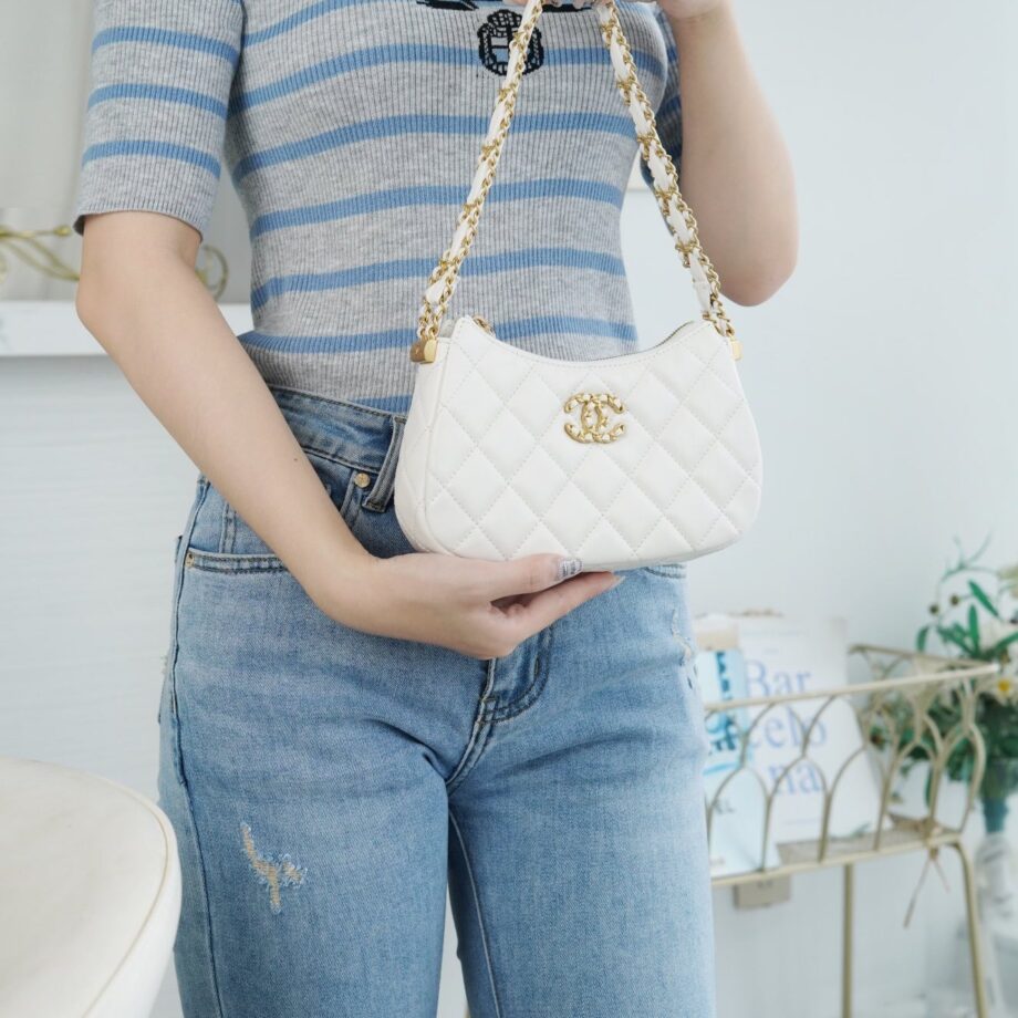 Chanel 23K White Hobo Bag