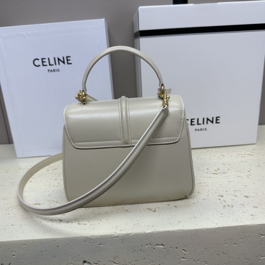 Celine 197983 White Mini 16 In Satinated Calfskin