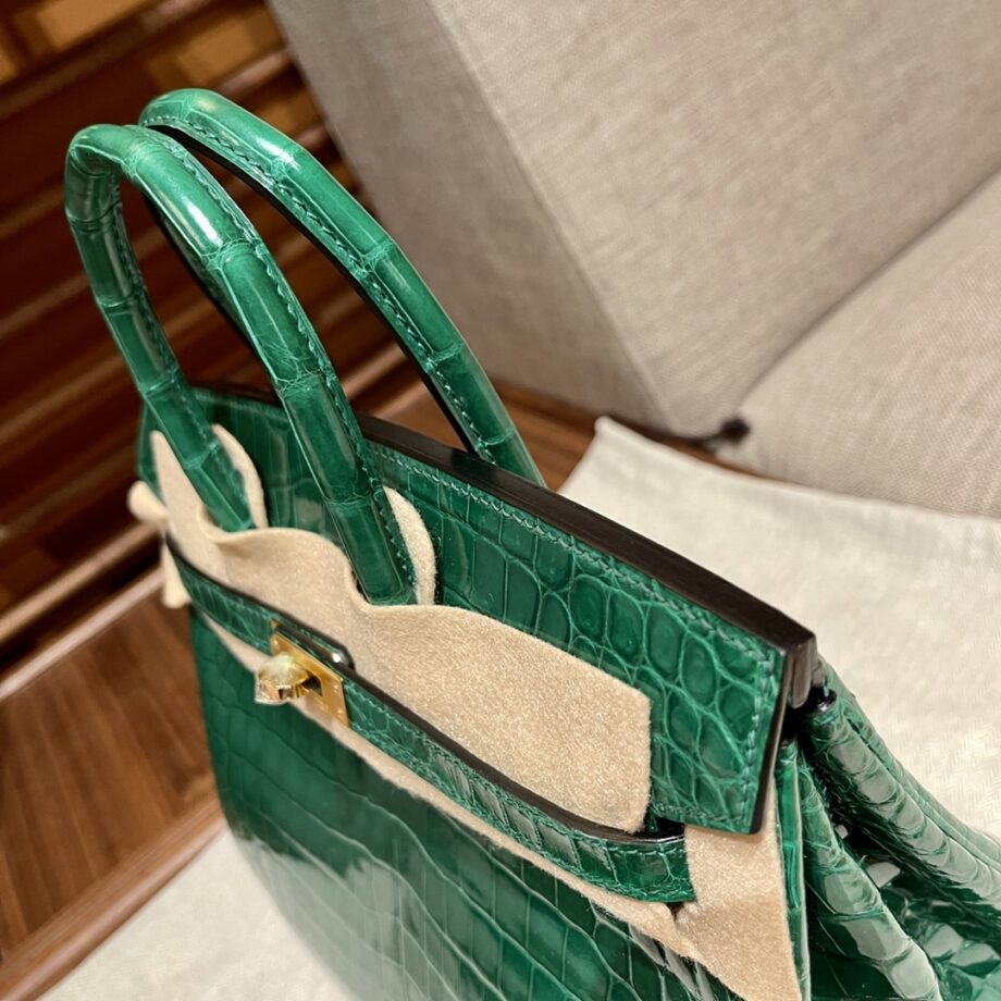 HermèS Birkin25 Cactus Green Nile Crocodile Golden Hardware Handmade Hand Sewing Birkin25