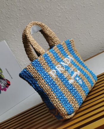 prada 1bg42 fiber tote bag small hand-woven