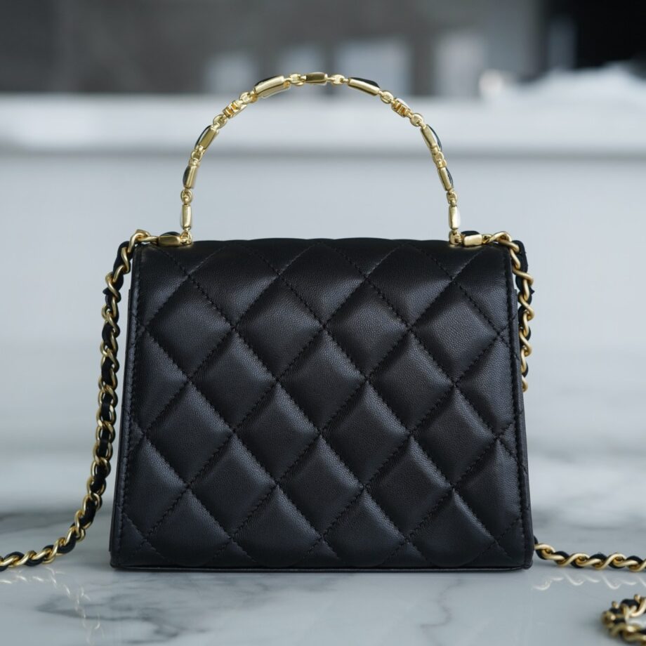 Chanel Black Medium Enamel Buckle Kelly Bag