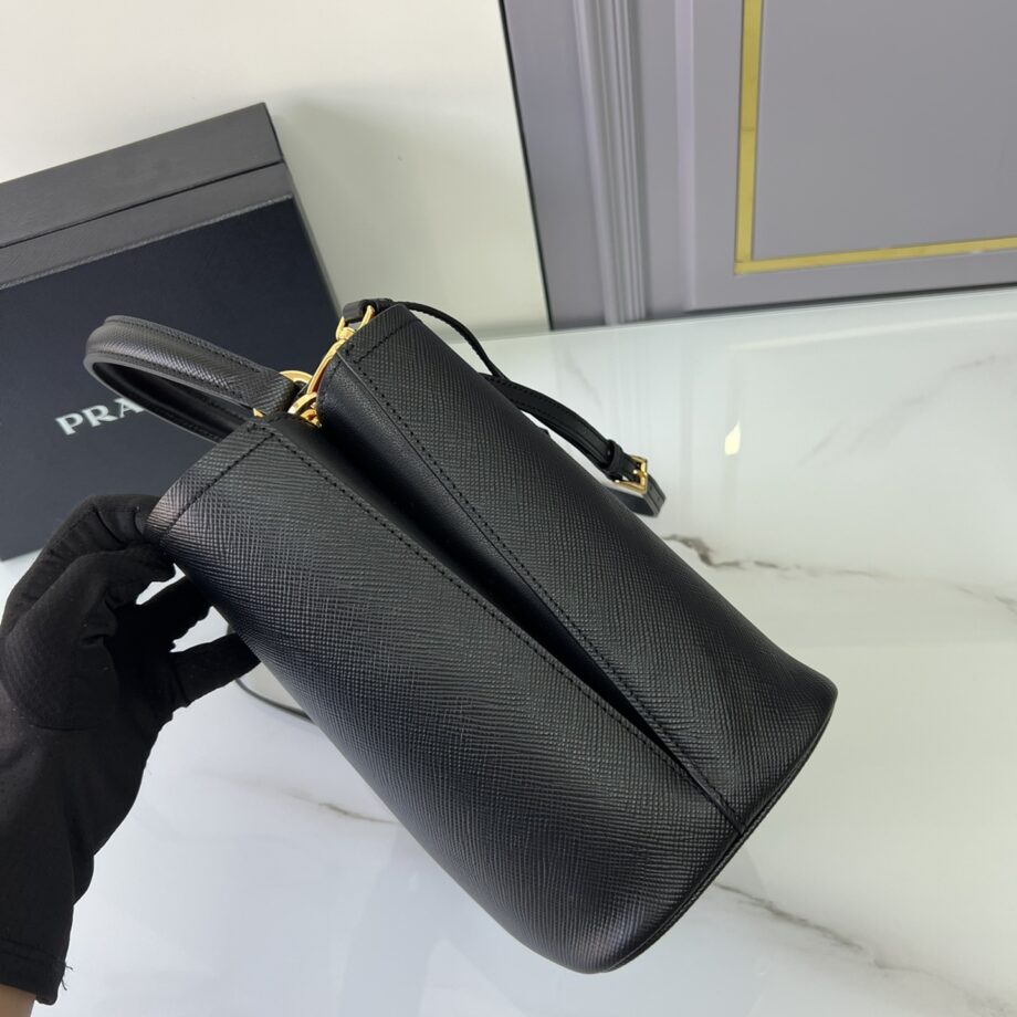 PRADA 1BA212 Black Medium Saffiano Leather Prada Panier Bag