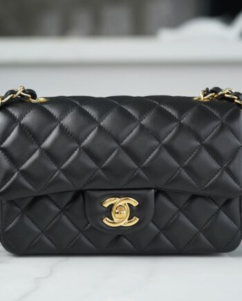 Chanel Black & Gold Hardware French Imported Lambskin Mini Classic Handbag