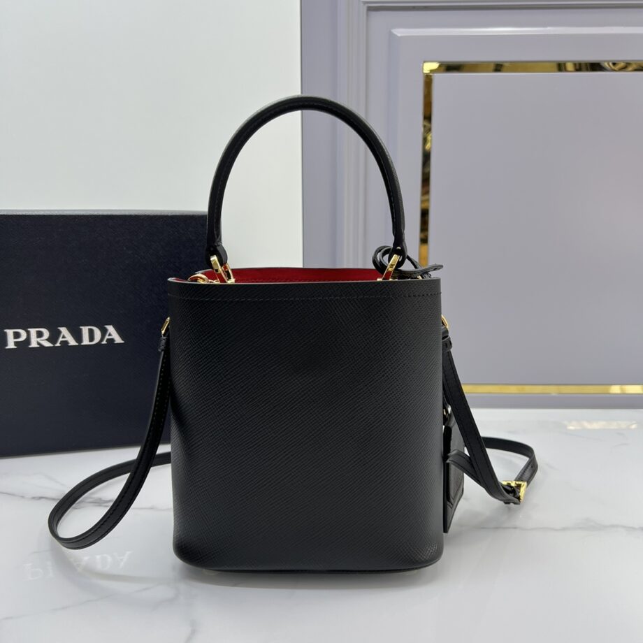 PRADA 1BA217 Black Small Saffiano Leather Prada Panier Bag