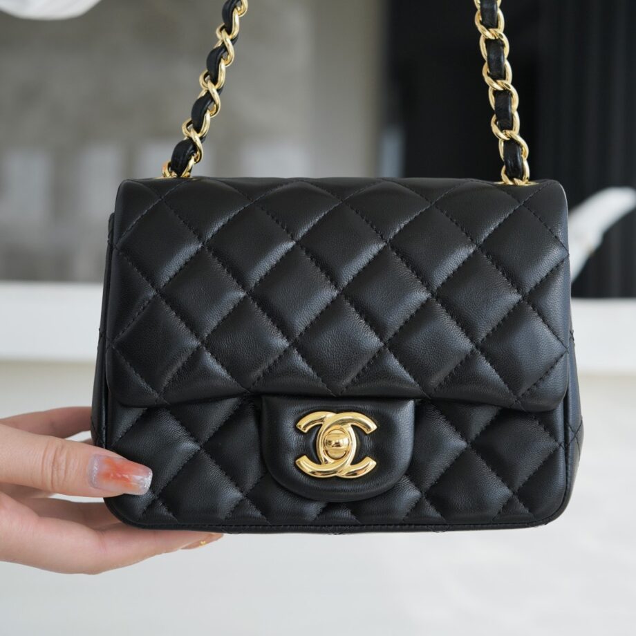 Chanel Black & Gold Hardware French Imported Lambskin Mini Flap Bag