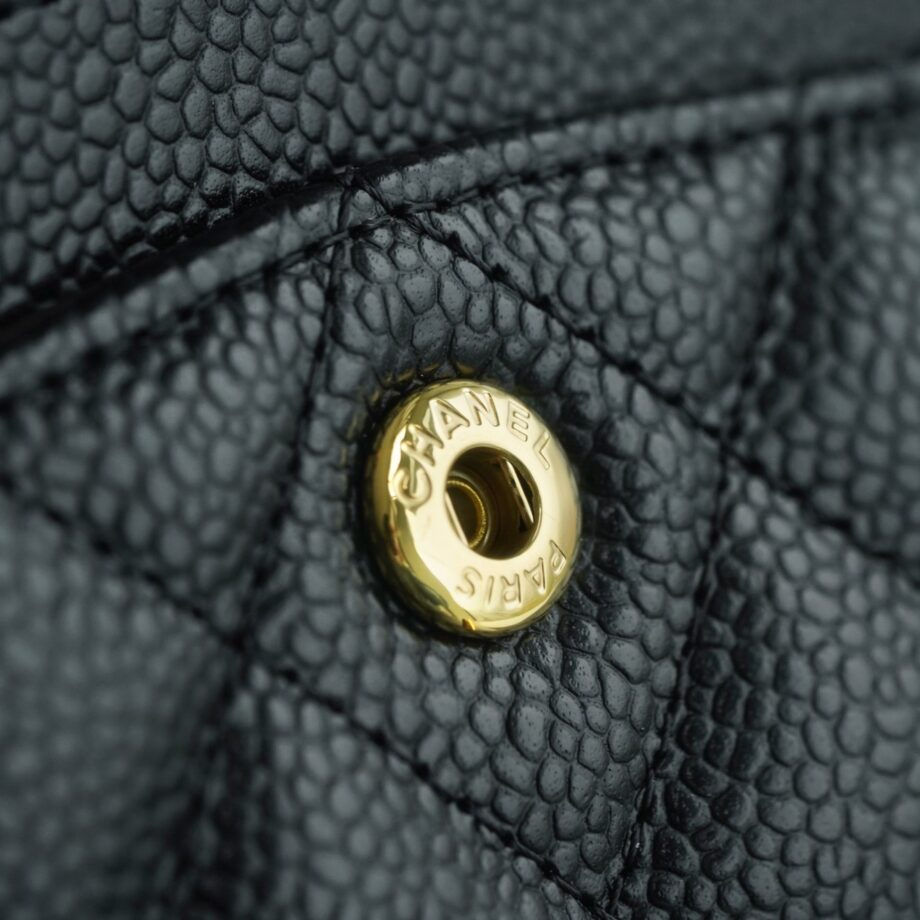 Chanel Black & Gold Metal Grained Calfskin Small Classic Handbag