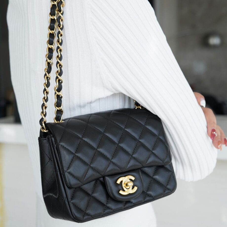 Chanel Black & Gold Hardware French Imported Lambskin Mini Flap Bag