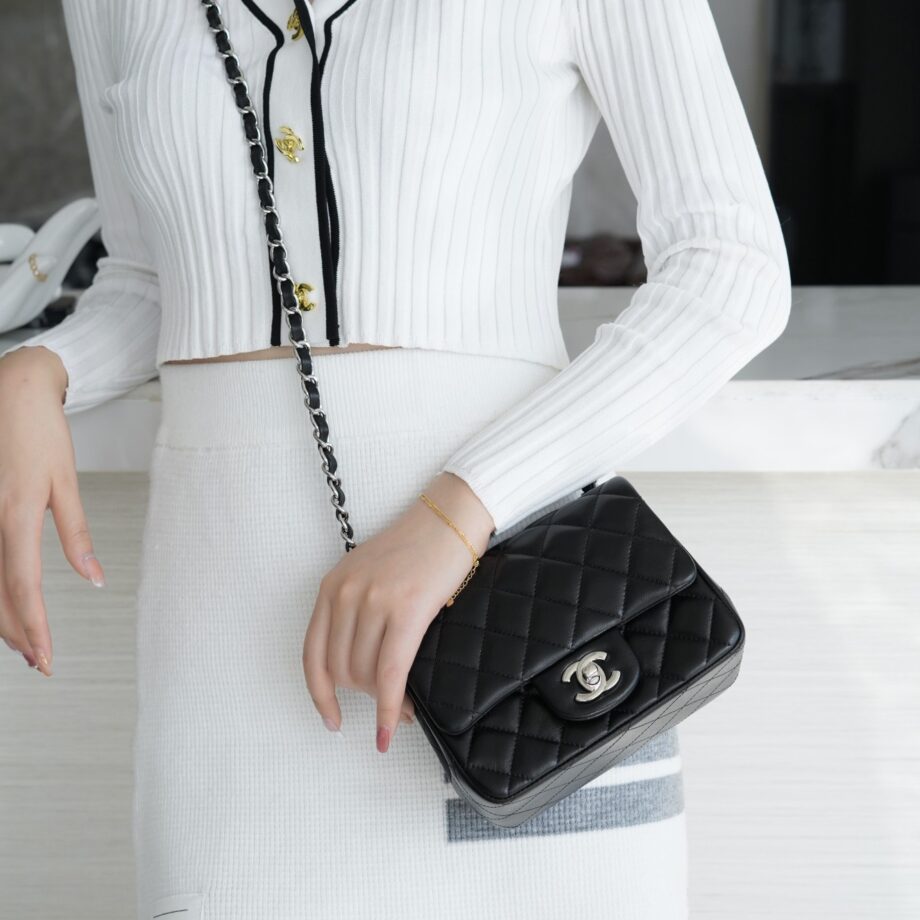 Chanel Black & Silver Hardware French Imported Lambskin Mini Flap Bag