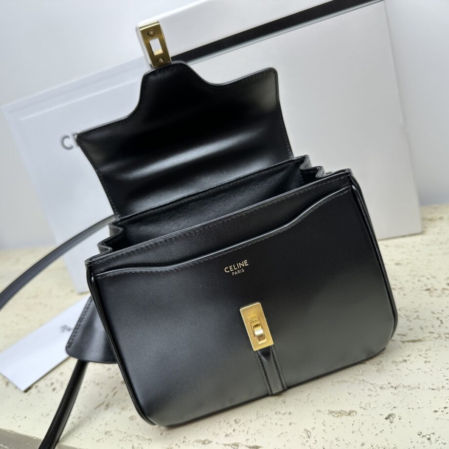 Celine 197983 Black Mini 16 In Satinated Calfskin