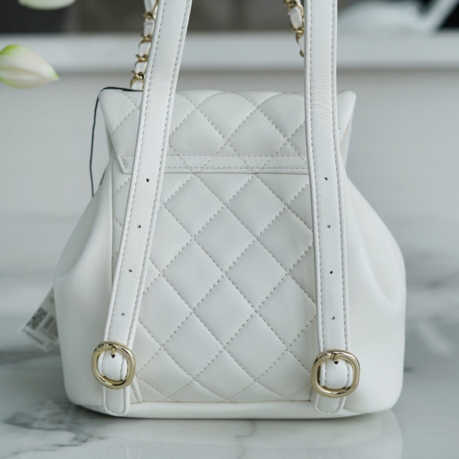 Chanel White Italian Gaiera Lambskin Duma Backpack