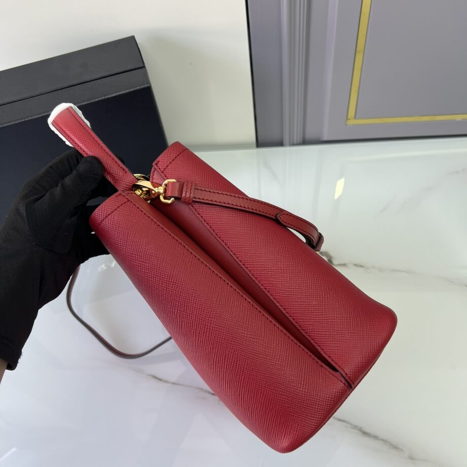 PRADA 1BA212 Red Medium Saffiano Leather Prada Panier Bag