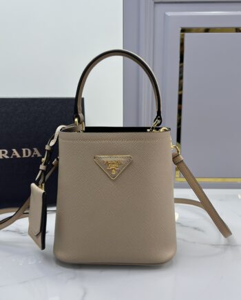 PRADA 1BA217 Pink Small Saffiano Leather Prada Panier Bag