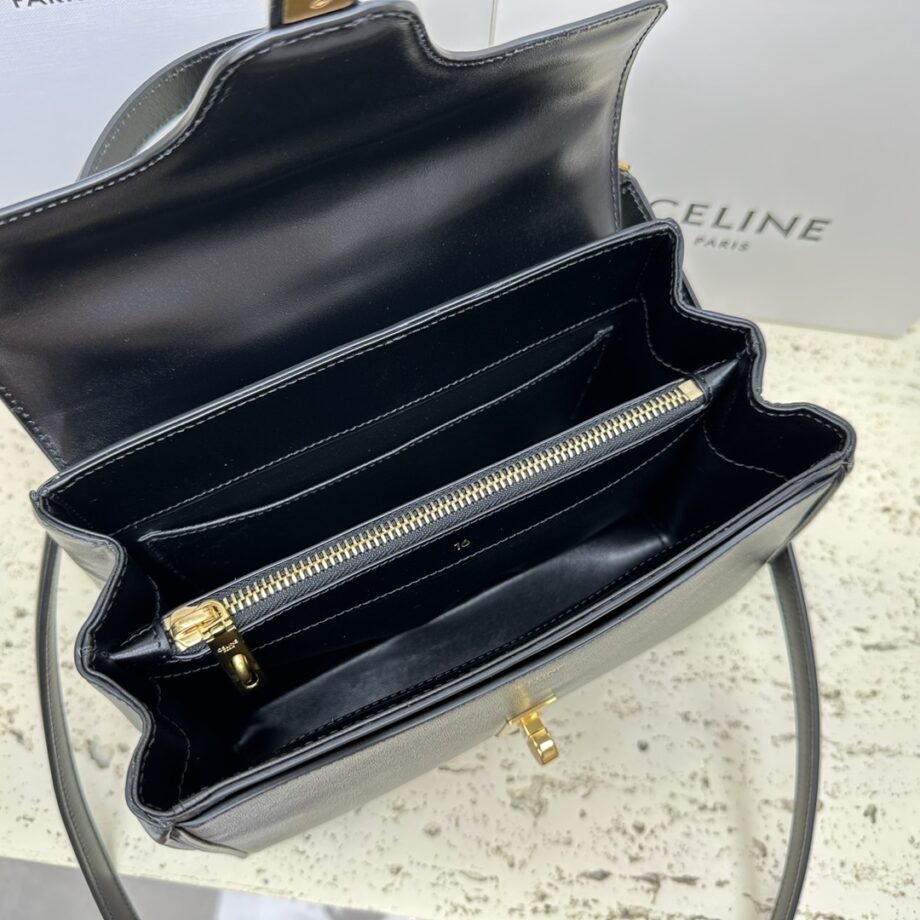 Celine 188003 Black Small 16 Bag In Satinated Calfskin