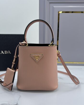 PRADA 1BA217 Light Pink Small Saffiano Leather Prada Panier Bag