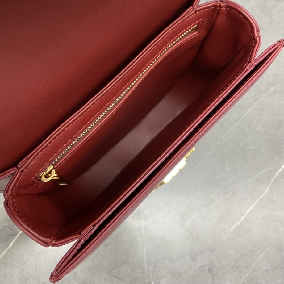 Celine 110973 Red Tea Chain Besace Triomphe In Shiny