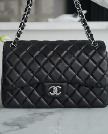 Chanel Black & Silver Hardware French Lambskin Large Classic Handbag